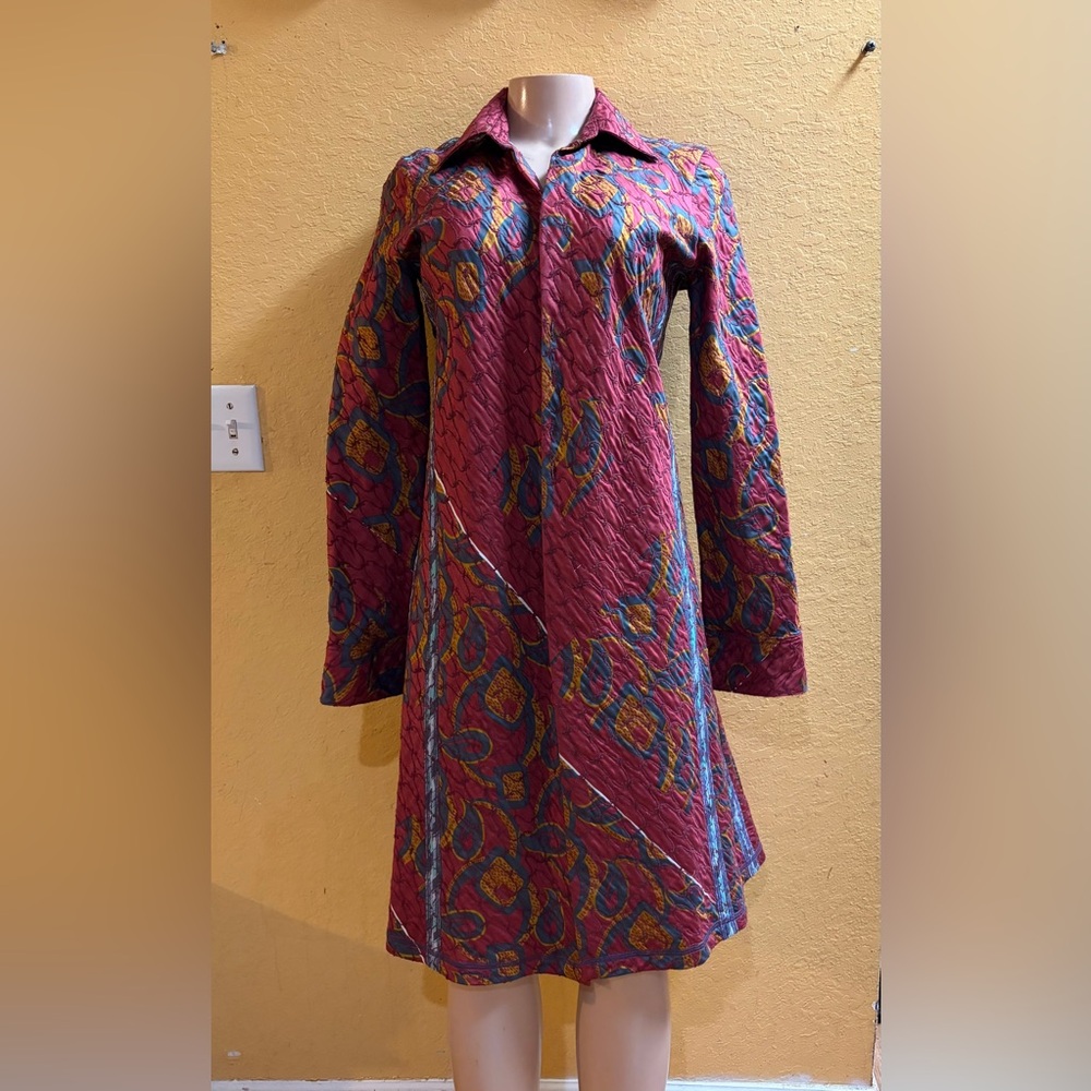 Vibrant Long Sleeve Dress with Multicolor Pattern